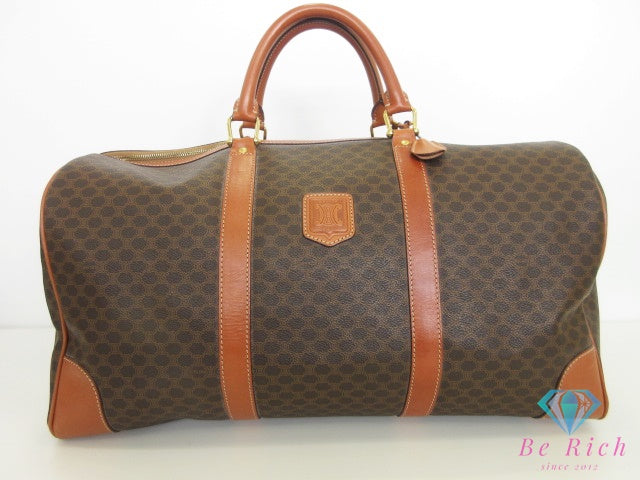 セリーヌ CELINE ボストンバッグ マカダム ブラウン 茶 PVC レザー ブラゾン ロゴ ハンドバッグ トラベル 旅行 鞄 【中古】【送料無料】 bk10501