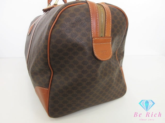 セリーヌ CELINE ボストンバッグ マカダム ブラウン 茶 PVC レザー ブラゾン ロゴ ハンドバッグ トラベル 旅行 鞄 【中古】【送料無料】 bk10501