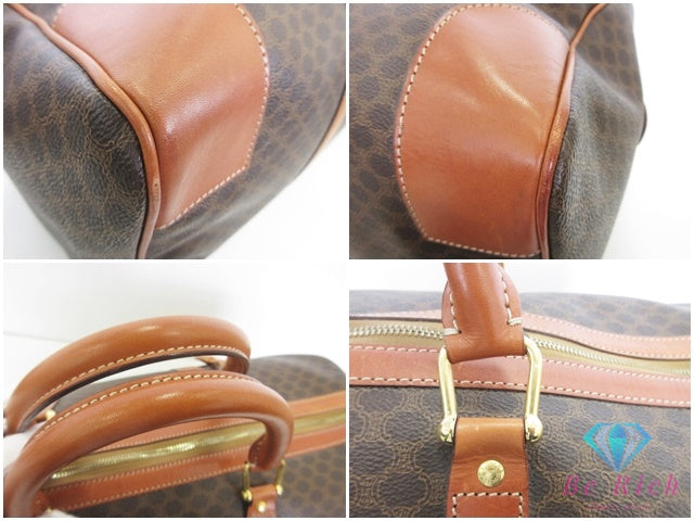 セリーヌ CELINE ボストンバッグ マカダム ブラウン 茶 PVC レザー ブラゾン ロゴ ハンドバッグ トラベル 旅行 鞄 【中古】【送料無料】 bk10501