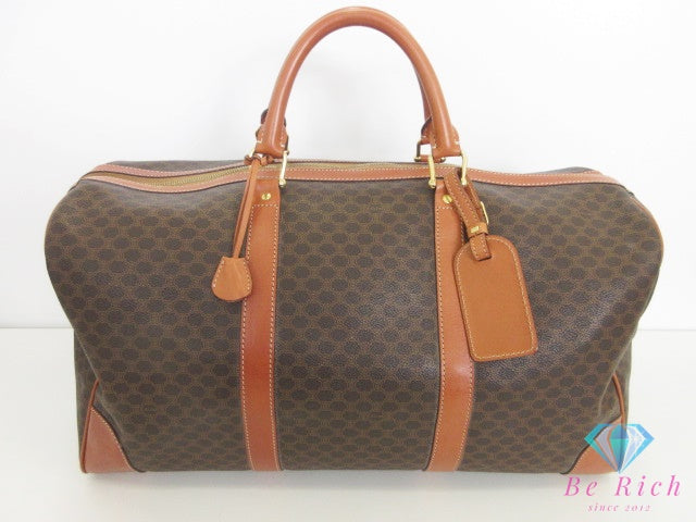 セリーヌ CELINE ボストンバッグ マカダム ブラウン 茶 PVC レザー ブラゾン ロゴ ハンドバッグ トラベル 旅行 鞄 【中古】【送料無料】 bk10501