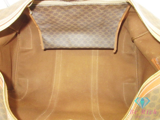 セリーヌ CELINE ボストンバッグ マカダム ブラウン 茶 PVC レザー ブラゾン ロゴ ハンドバッグ トラベル 旅行 鞄 【中古】【送料無料】 bk10501