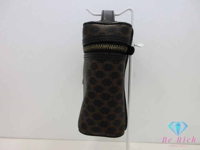 セリーヌ CELINE バニティ バッグ ポーチ マカダム ブラック 黒 ブラウン 茶 PVC レザー ロゴ アクセサリー 化粧 コスメ ハンドバッグ 小物  【中古】【送料無料】 bk10502