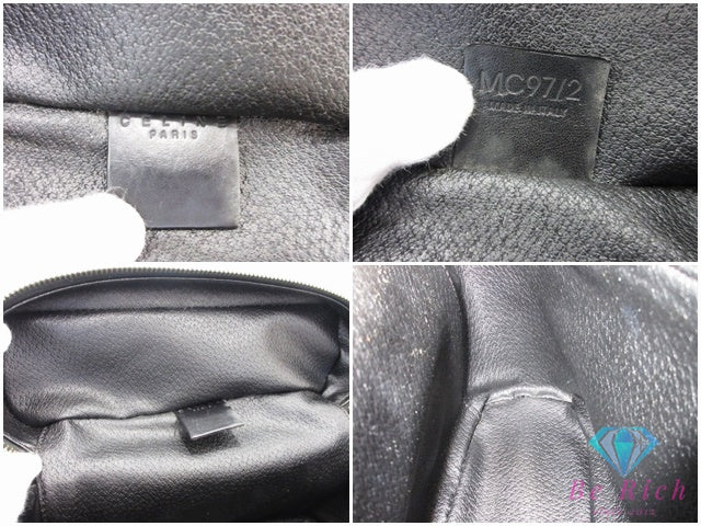 セリーヌ CELINE バニティ バッグ ポーチ マカダム ブラック 黒 ブラウン 茶 PVC レザー ロゴ アクセサリー 化粧 コスメ ハンドバッグ 小物  【中古】【送料無料】 bk10502