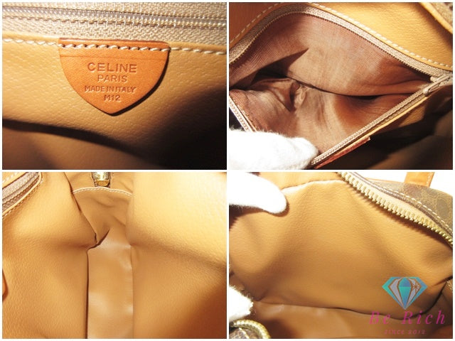 セリーヌ CELINE ハンドバッグ マカダム ブラウン 茶 PVC レザー ブラゾン ロゴ ショルダーバッグ 鞄 【中古】【送料無料】 bk10506