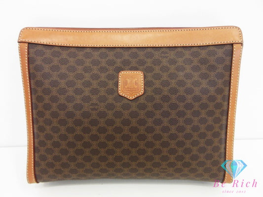 セリーヌ CELINE クラッチバッグ セカンドバッグ マカダム 茶 ブラウン PVC レザー 【中古】【送料無料】 bk10507