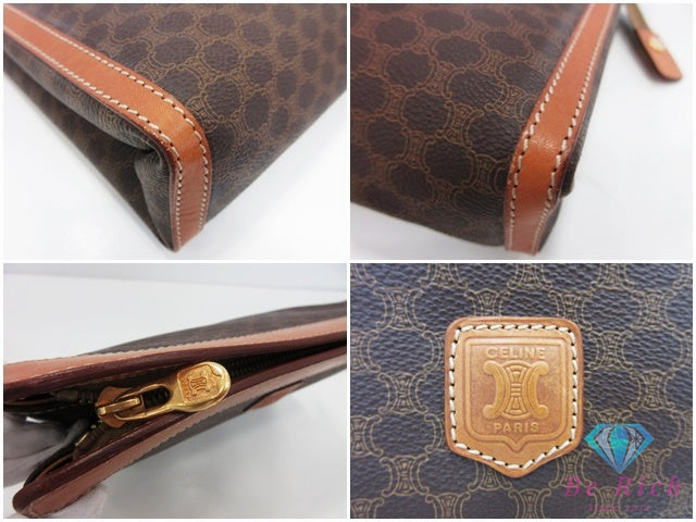 セリーヌ CELINE クラッチバッグ セカンドバッグ マカダム 茶 ブラウン PVC レザー 【中古】【送料無料】 bk10507