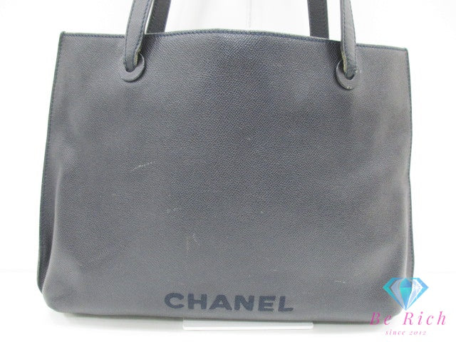 シャネル CHANEL ロゴ トートバッグ 黒 ブラック キャビアスキン レザー ココマーク CC ロゴ ショルダーバッグ 鞄 【中古】【送料無料】 bk10518