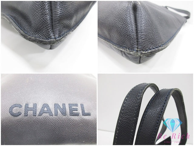 シャネル CHANEL ロゴ トートバッグ 黒 ブラック キャビアスキン レザー ココマーク CC ロゴ ショルダーバッグ 鞄 【中古】【送料無料】 bk10518