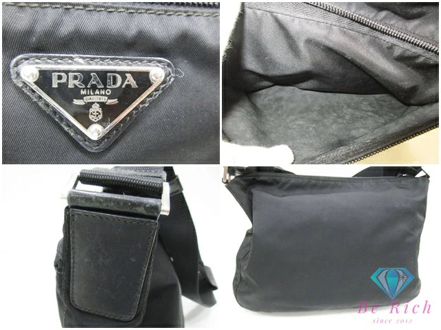 プラダ PRADA ショルダーバッグ BT0421 ブラック 黒 ナイロン レザー 三角 プレート ロゴ クロスボディ 斜め掛け 鞄 【中古】【送料無料】 bk10548