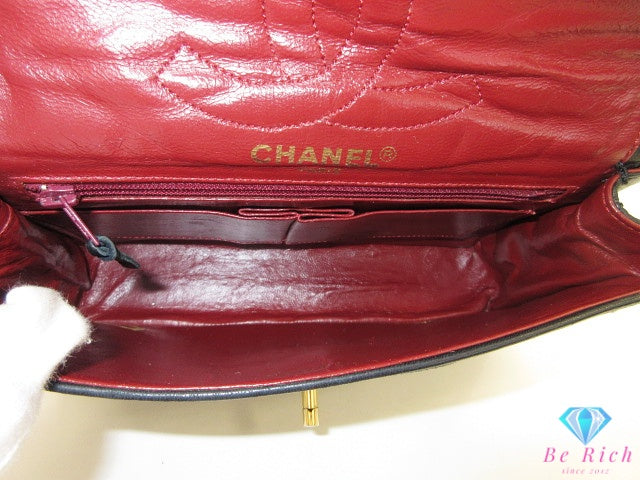シャネル CHANEL マトラッセ パリ限定 ダブル フラップ チェーン ショルダーバッグ 黒 ブラック ラム スキン ココマーク CC ロゴ 鞄 【中古】【送料無料】bk10556