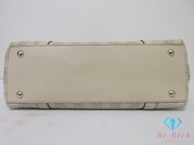 グッチ GUCCI トートバッグ ショルダーバッグ 141470 GG シマ アビー レザー アイボリー Dリング ロゴ ハンドバッグ 肩掛け 鞄 【中古】【送料無料】 bk10576