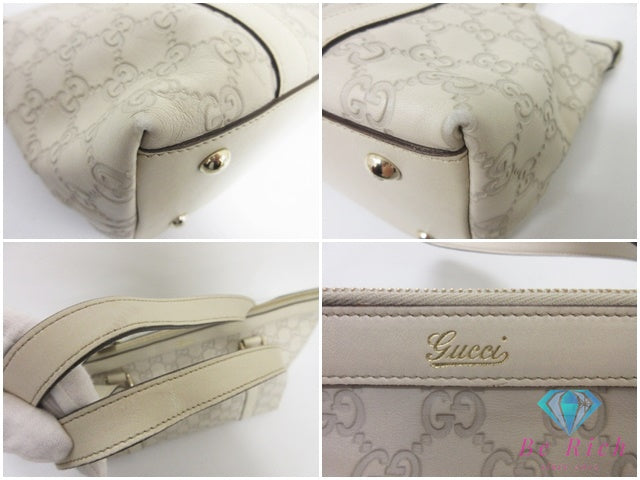グッチ GUCCI トートバッグ ショルダーバッグ 141470 GG シマ アビー レザー アイボリー Dリング ロゴ ハンドバッグ 肩掛け 鞄 【中古】【送料無料】 bk10576