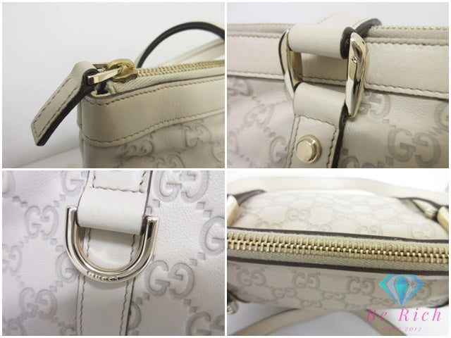 グッチ GUCCI トートバッグ ショルダーバッグ 141470 GG シマ アビー レザー アイボリー Dリング ロゴ ハンドバッグ 肩掛け 鞄 【中古】【送料無料】 bk10576