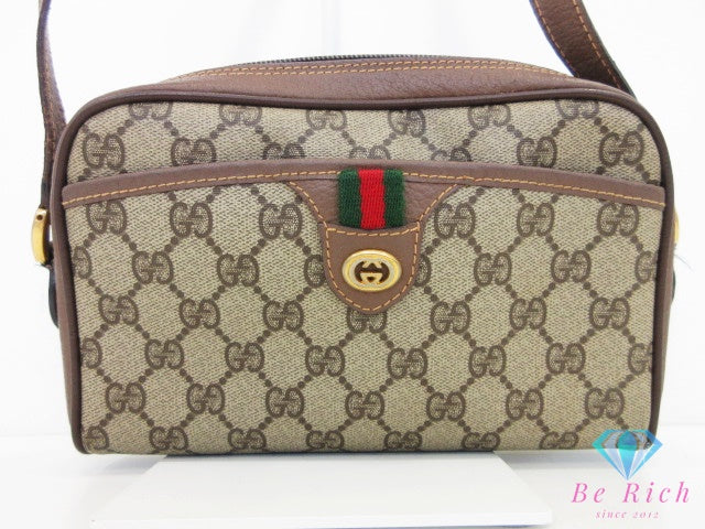グッチ GUCCI ショルダーバッグ 001.122.6594 シェリー ウェビング ブラウン 茶 PVC レザー ロゴ ポシェット クロスボディ 鞄 【中古】【送料無料】 bk10580
