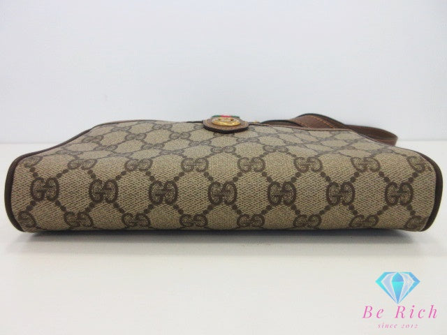 グッチ GUCCI ショルダーバッグ 001.122.6594 シェリー ウェビング ブラウン 茶 PVC レザー ロゴ ポシェット クロスボディ 鞄 【中古】【送料無料】 bk10580