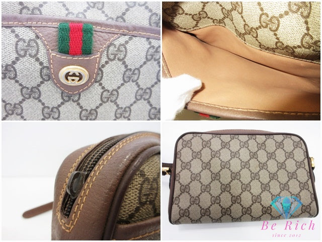 グッチ GUCCI ショルダーバッグ 001.122.6594 シェリー ウェビング ブラウン 茶 PVC レザー ロゴ ポシェット クロスボディ 鞄 【中古】【送料無料】 bk10580