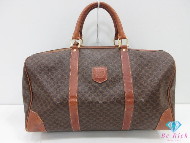 セリーヌ CELINE ボストンバッグ マカダム ブラウン 茶 PVC レザー ブラゾン ロゴ ハンドバッグ トラベル 旅行 鞄 【中古】【送料無料】 bk10590