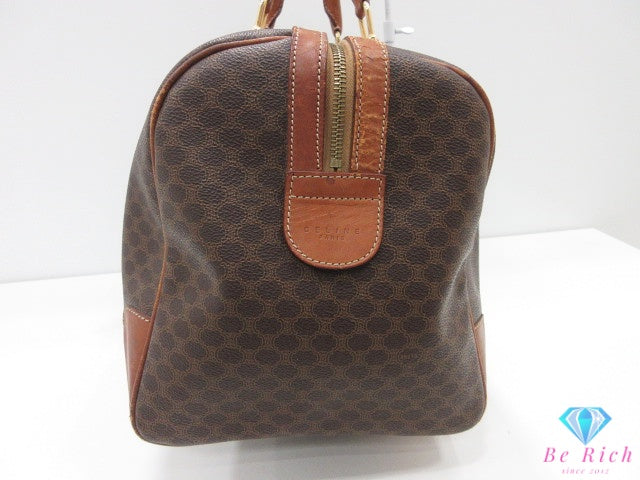 セリーヌ CELINE ボストンバッグ マカダム ブラウン 茶 PVC レザー ブラゾン ロゴ ハンドバッグ トラベル 旅行 鞄 【中古】【送料無料】 bk10590
