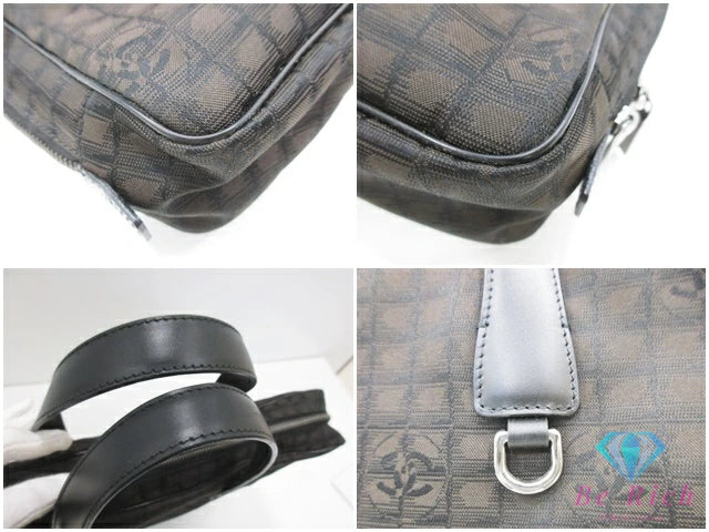 美品 シャネル CHANEL ニュートラベルライン 2way ハンドバッグ ブリーフケース 茶 ダーク ブラウン ナイロン レザー ドキュメントケース ショルダーバッグ ポーチ 【中古】【送料無料】 bk10593