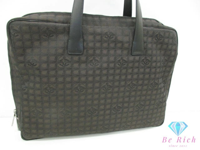 美品 シャネル CHANEL ニュートラベルライン 2way ハンドバッグ ブリーフケース 茶 ダーク ブラウン ナイロン レザー ドキュメントケース ショルダーバッグ ポーチ 【中古】【送料無料】 bk10593