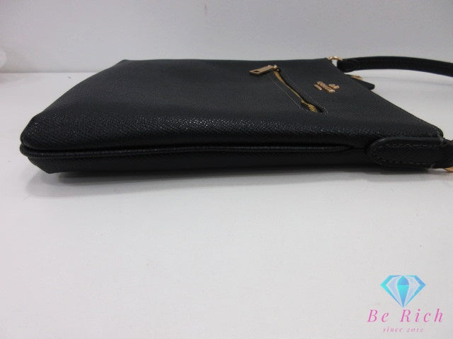 コーチ COACH ショルダーバッグ ポシェット CV405 黒 ブラック レザー ロゴ クロスボディ 斜め掛け 鞄 【中古】【送料無料】 bk10594
