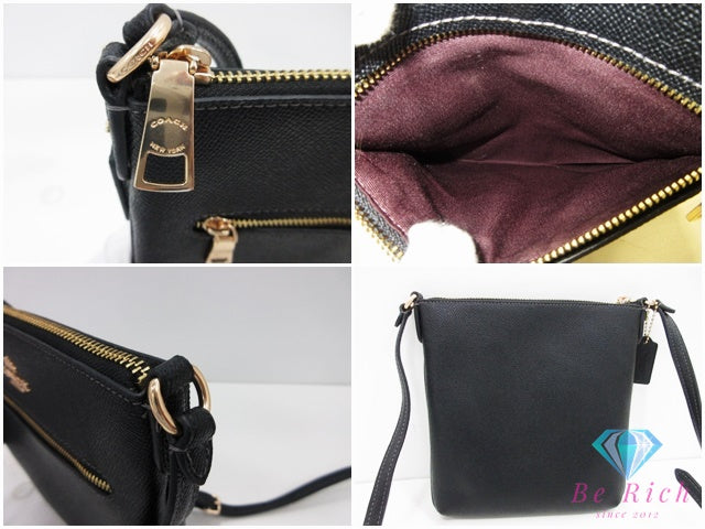 コーチ COACH ショルダーバッグ ポシェット CV405 黒 ブラック レザー ロゴ クロスボディ 斜め掛け 鞄 【中古】【送料無料】 bk10594
