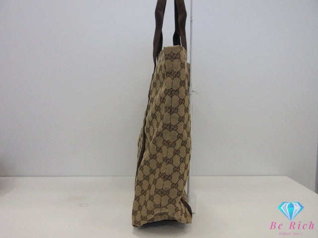 グッチ GUCCI トートバッグ 189669 GG ベージュ ブラウン キャンバス レザー ロゴ ショルダーバッグ ハンドバッグ 肩掛け 鞄 【中古】【送料無料】 bk10602
