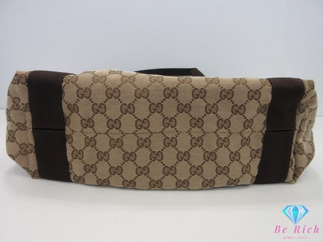 グッチ GUCCI トートバッグ 189669 GG ベージュ ブラウン キャンバス レザー ロゴ ショルダーバッグ ハンドバッグ 肩掛け 鞄 【中古】【送料無料】 bk10602