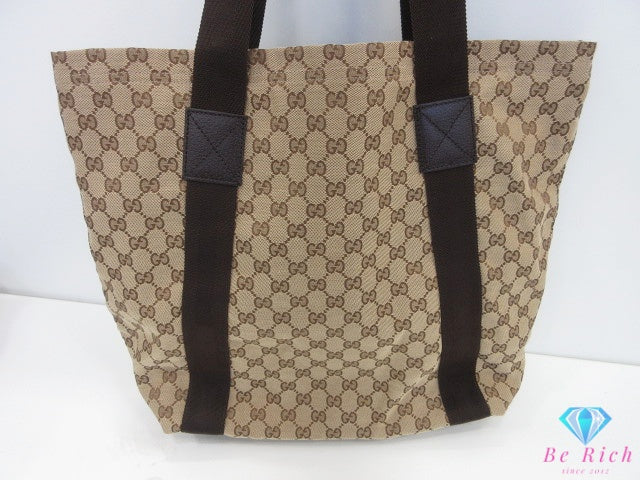 グッチ GUCCI トートバッグ 189669 GG ベージュ ブラウン キャンバス レザー ロゴ ショルダーバッグ ハンドバッグ 肩掛け 鞄 【中古】【送料無料】 bk10602
