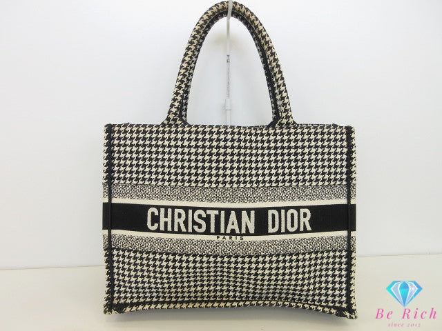 クリスチャン ディオール Christian Dior camp ハウンドトゥース ミディアム ブック トート 千鳥格子 ハンドバッグ ブラック ホワイト 黒 白 鞄 【中古】【送料無料】 bk10604