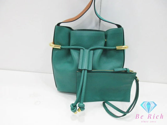クロエ Chloe エマ ショルダーバッグ 緑 グリーン レザー ロゴ 巾着 クロスボディ ハンドバッグ 鞄 【中古】【送料無料】 bk10606