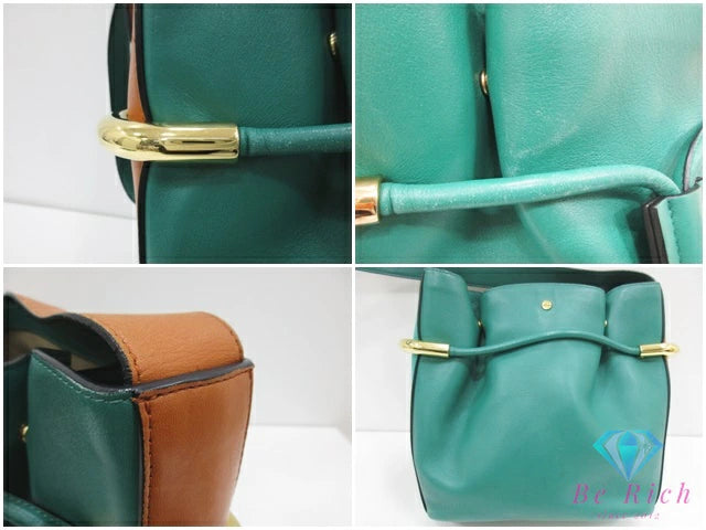 クロエ Chloe エマ ショルダーバッグ 緑 グリーン レザー ロゴ 巾着 クロスボディ ハンドバッグ 鞄 【中古】【送料無料】 bk10606