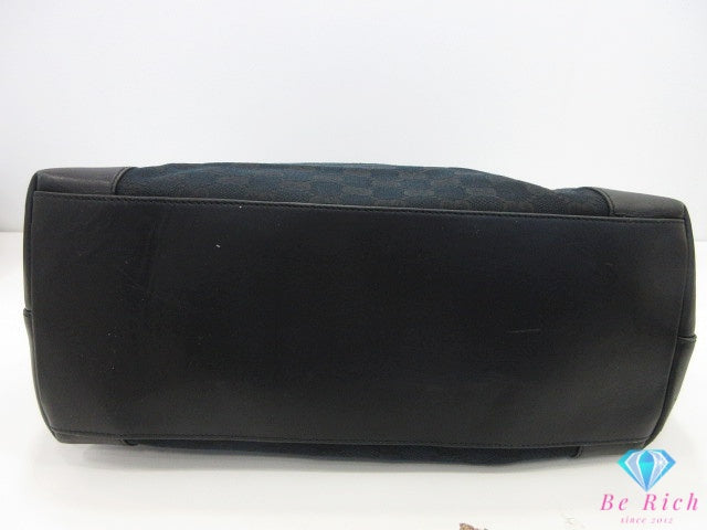 グッチ GUCCI トートバッグ 002.1121 GG 黒 ブラック キャンバス レザー ロゴ ハンドバッグ 手提げ 鞄 【中古】【送料無料】 bk10612