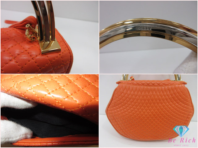 バリー BALLY 2way ハンドバッグ ショルダーバッグ キルティング オレンジ ゴールド 金具 レザー ロゴ クロスボディ 鞄【中古】【送料無料】bk10613