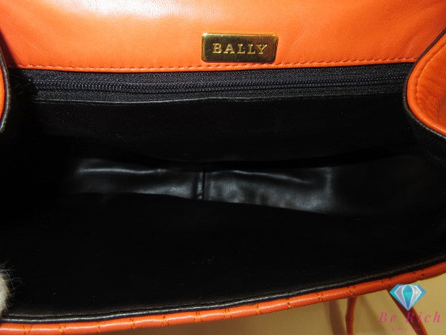 バリー BALLY 2way ハンドバッグ ショルダーバッグ キルティング オレンジ ゴールド 金具 レザー ロゴ クロスボディ 鞄【中古】【送料無料】bk10613