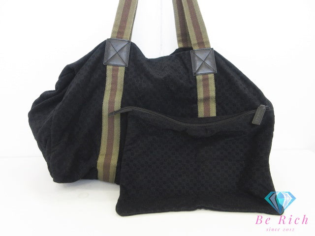 グッチ GUCCI ボストンバッグ ハンドバッグ 012 8657 シェリー ブラック 黒 カーキ スエード レザー 手提げ デカバッグ 鞄 【中古】【送料無料】 bk10623