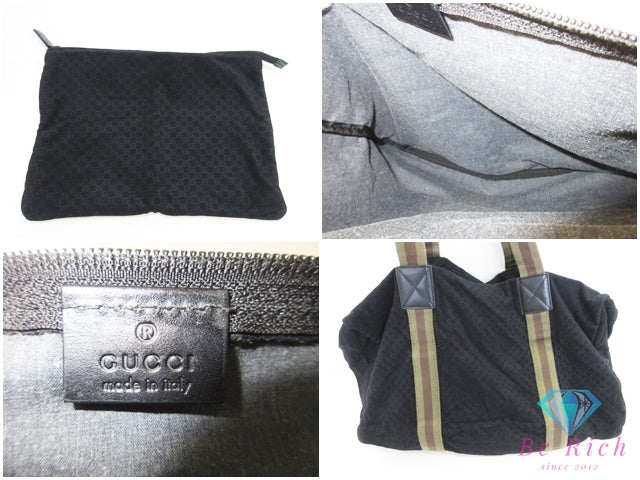 グッチ GUCCI ボストンバッグ ハンドバッグ 012 8657 シェリー ブラック 黒 カーキ スエード レザー 手提げ デカバッグ 鞄 【中古】【送料無料】 bk10623