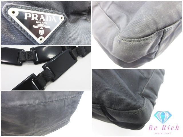 プラダ PRADA ショルダーバッグ ブラック 黒 ナイロン レザー 三角 プレート ロゴ クロスボディ 斜め掛け 鞄 【中古】【送料無料】 bk10627