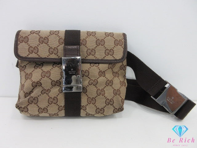 グッチ GUCCI ウエストバッグ 131236 GG ロゴ ベージュ ブラウン ウエストポーチ ボディバッグ ベルト 鞄 【中古】【送料無料】 bk10634
