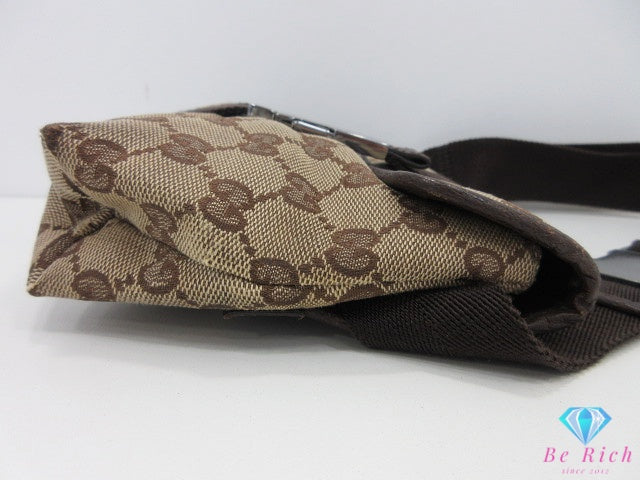 グッチ GUCCI ウエストバッグ 131236 GG ロゴ ベージュ ブラウン ウエストポーチ ボディバッグ ベルト 鞄 【中古】【送料無料】 bk10634