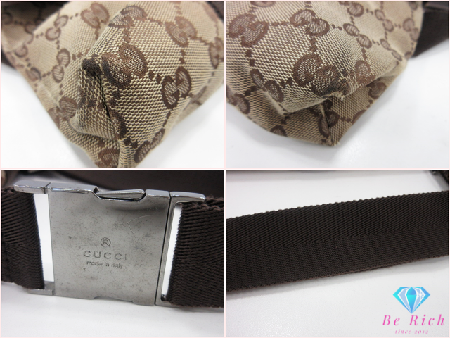 グッチ GUCCI ウエストバッグ 131236 GG ロゴ ベージュ ブラウン ウエストポーチ ボディバッグ ベルト 鞄 【中古】【送料無料】 bk10634