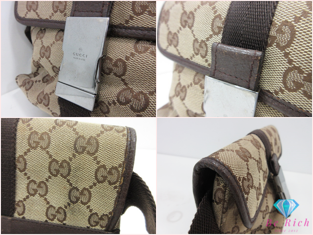 グッチ GUCCI ウエストバッグ 131236 GG ロゴ ベージュ ブラウン ウエストポーチ ボディバッグ ベルト 鞄 【中古】【送料無料】 bk10634