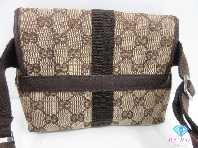 グッチ GUCCI ウエストバッグ 131236 GG ロゴ ベージュ ブラウン ウエストポーチ ボディバッグ ベルト 鞄 【中古】【送料無料】 bk10634