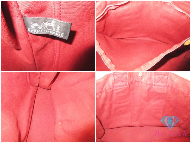 エルメス HERMES フールトゥ MM 赤 レッド キャンバス トートバッグ ハンドバッグ 手提げ 通学 通勤 鞄  【中古】【送料無料】 bk10636