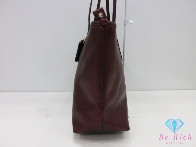 コーチ COACH トートバッグ ハンドバッグ F37153 レザー ワインレッド メタリック ショルダーバッグ ロゴ 肩掛け 鞄 【中古】【送料無料】 bk10639