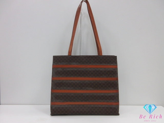 セリーヌ CELINE トートバッグ ハンドバッグ マカダム ブラウン 茶 ロゴ ブラゾン 手提げ 鞄 【中古】【送料無料】 bk10642