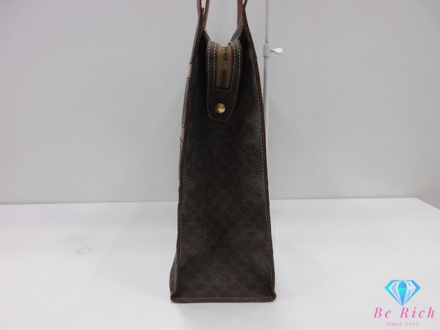 セリーヌ CELINE トートバッグ ハンドバッグ マカダム ブラウン 茶 ロゴ ブラゾン 手提げ 鞄 【中古】【送料無料】 bk10642