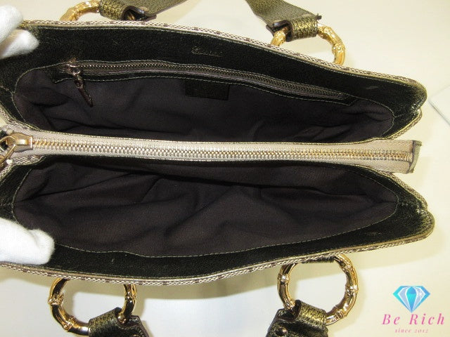 グッチ GUCCI ハンドバッグ 131324 GG ベージュ ブラウン カーキ キャンバス レザー ロゴ ショルダーバッグ トートバッグ 肩掛け 鞄 【中古】【送料無料】 bk10661