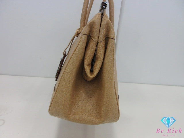 グッチ GUCCI ハンドバッグ 92726 ベージュ シルバー 金具 レザー ロゴ 手提げ 肩掛け 鞄 パーティ 【中古】【送料無料】 bk10662