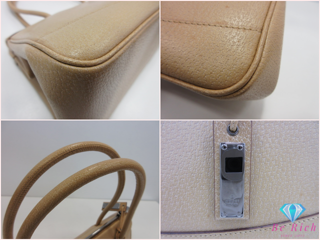 グッチ GUCCI ハンドバッグ 92726 ベージュ シルバー 金具 レザー ロゴ 手提げ 肩掛け 鞄 パーティ 【中古】【送料無料】 bk10662